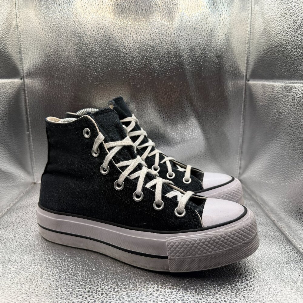Size 7 Converse Chuck Taylor All Star Womens Black Platform Shoes 560845F‎